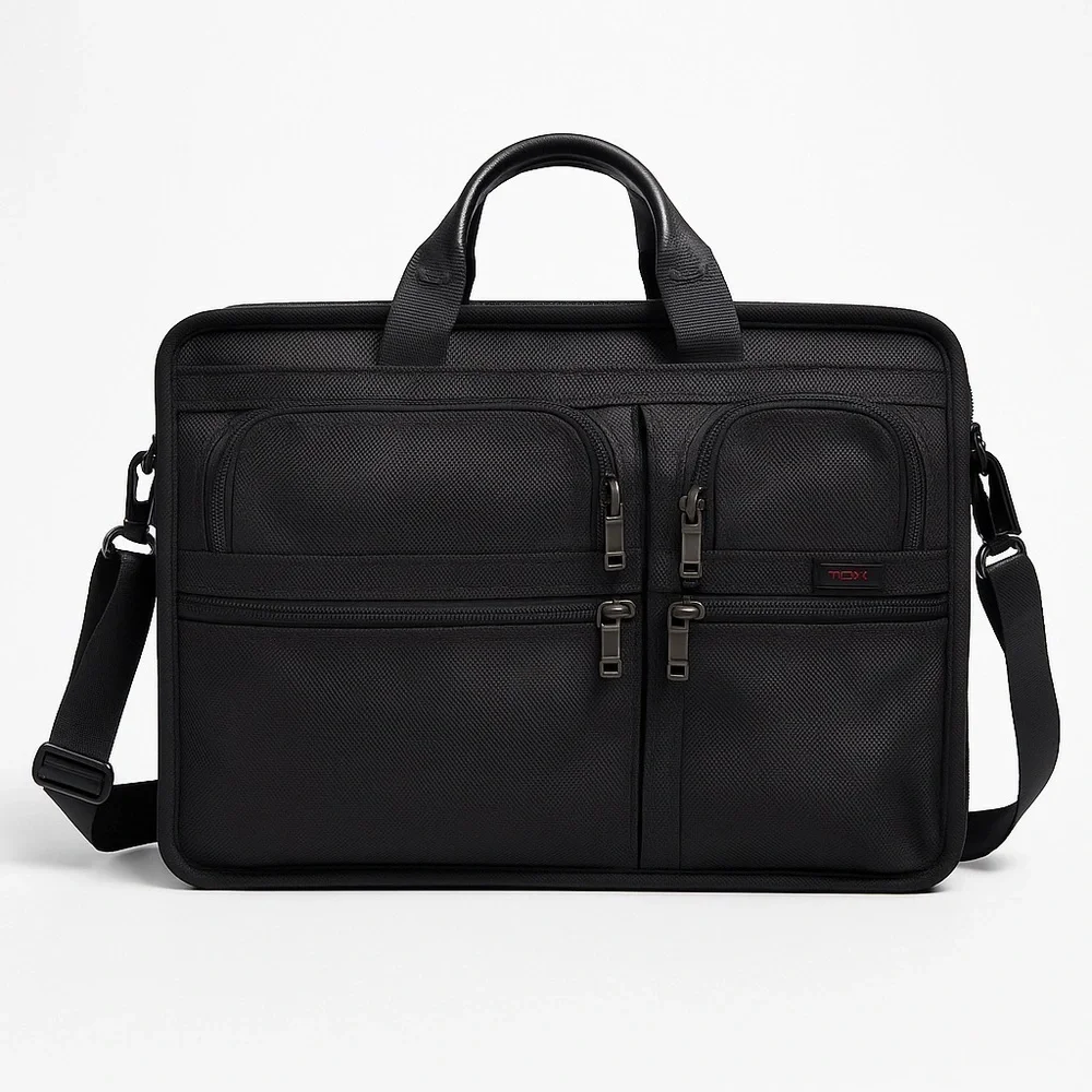 Tumi Alpha 2 Expandable Laptop Briefcase Mens Black Ballistic Nylon Business